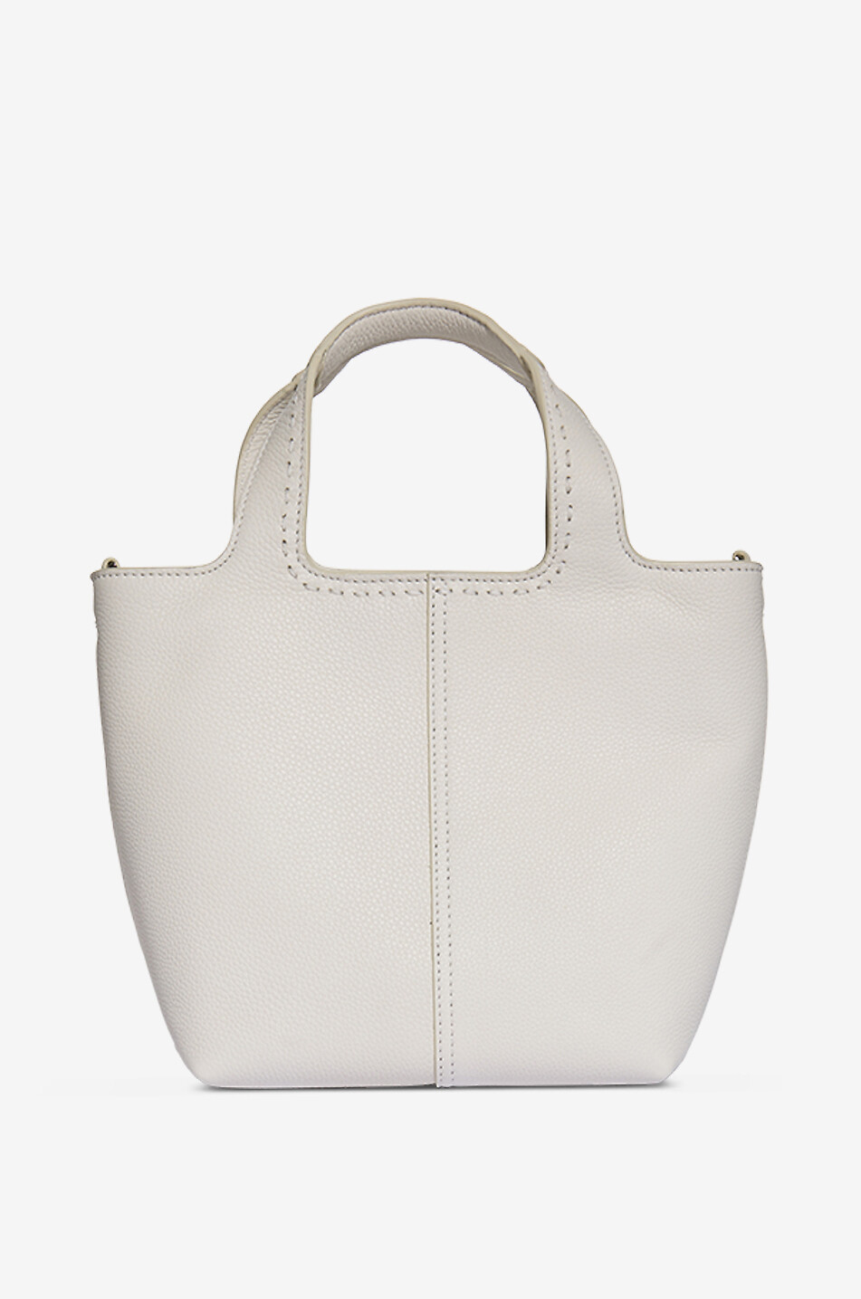 SANTONI Rechteckiger Shopper aus genarbtem Leder Mini Morbida Damen WEISS 4