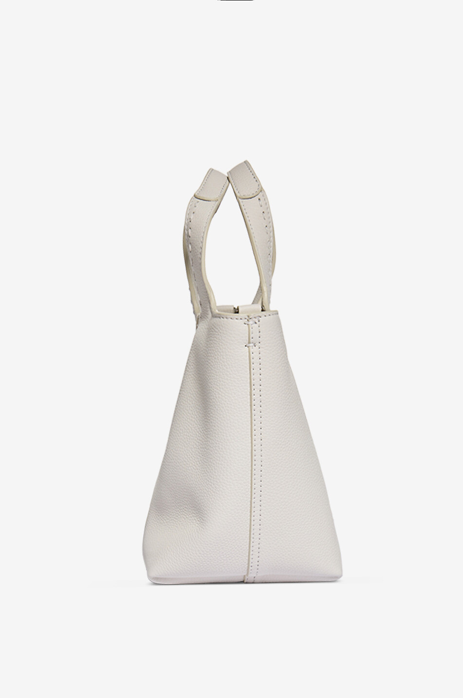 SANTONI Rechteckiger Shopper aus genarbtem Leder Mini Morbida Damen WEISS 5