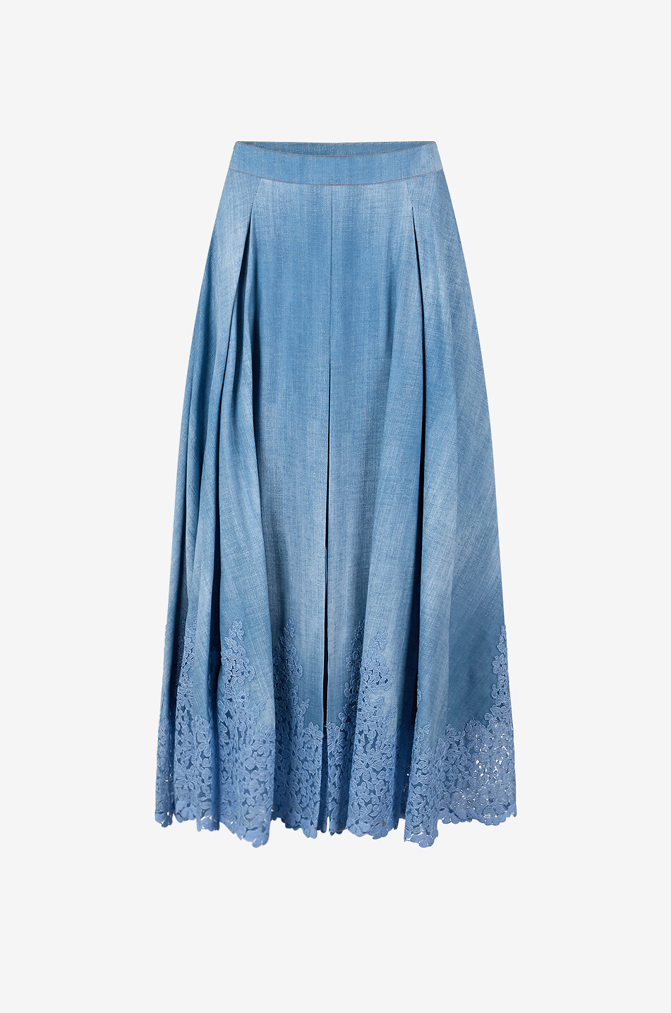 ERMANNO SCERVINO Jupe midi brodée de dentelle Marocain Jeans Print Femme BLEU 1