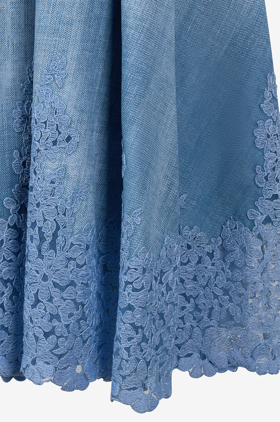 ERMANNO SCERVINO Jupe midi brodée de dentelle Marocain Jeans Print Femme BLEU 3