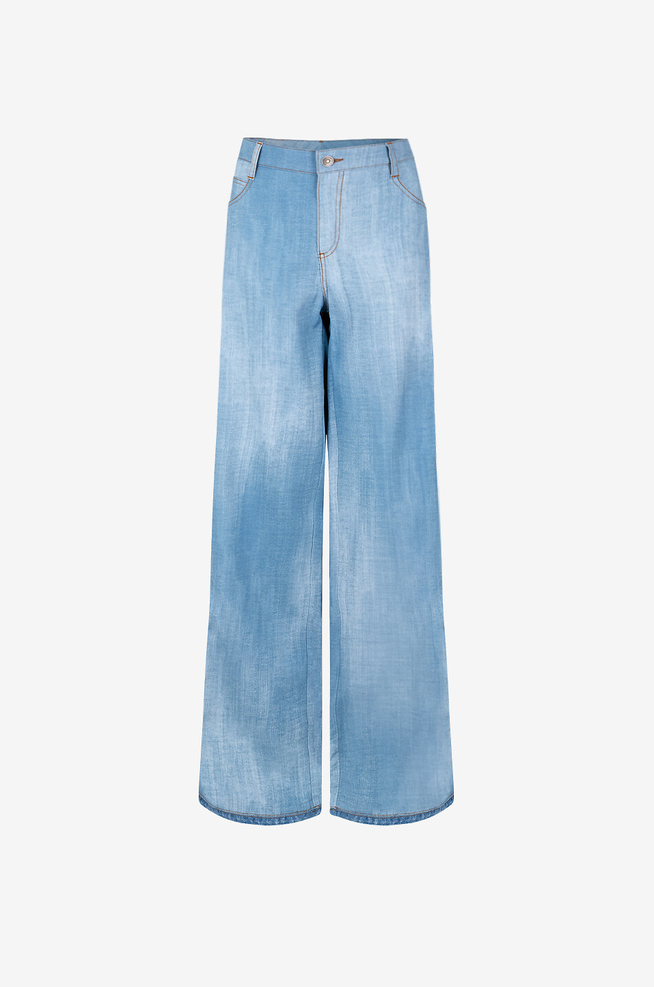 ERMANNO SCERVINO Marocain Denim effect palazzo twill trousers Women BLUE 1