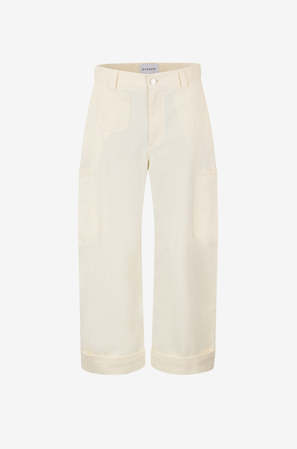 GIVENCHY Cocoon cropped barrel-leg cargo trousers in cotton and wool Women EGGSHELL 1