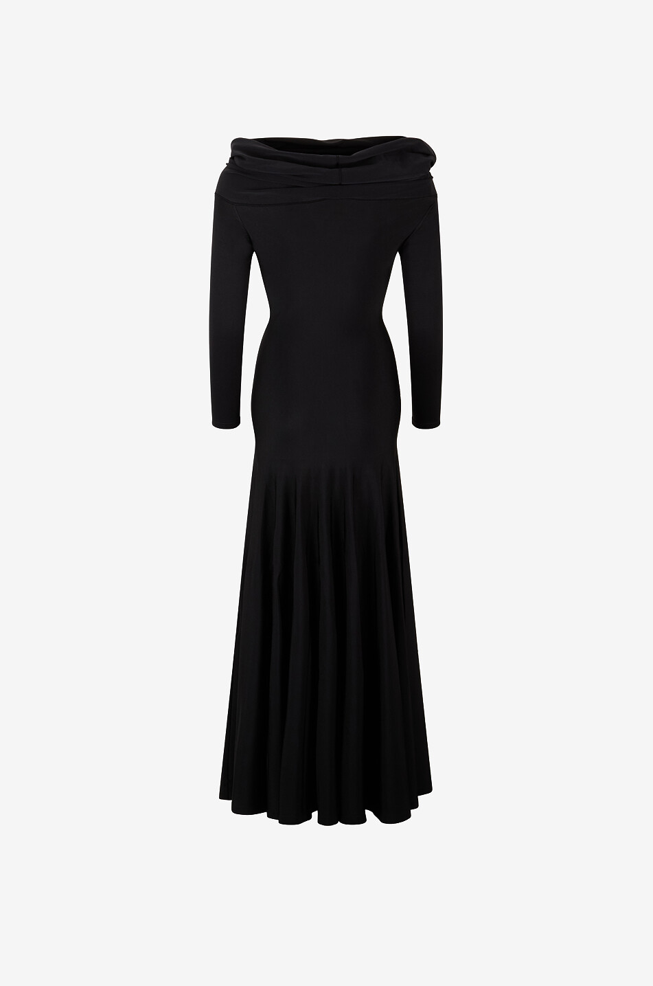 KHAITE Genesis off-shoulder fitted long knit dress Women BLACK 2