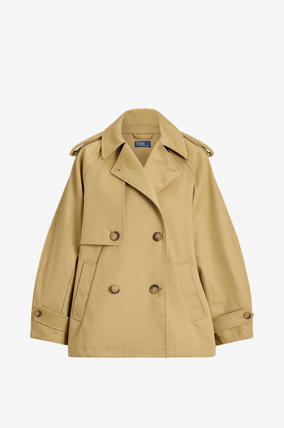 Double-breasted balloon trench coat in cotton twill