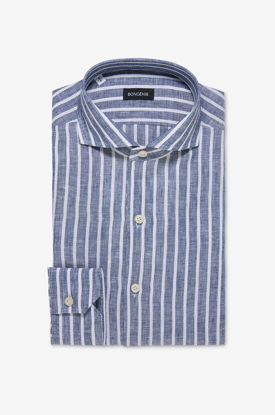 Striped linen Italian collar shirt