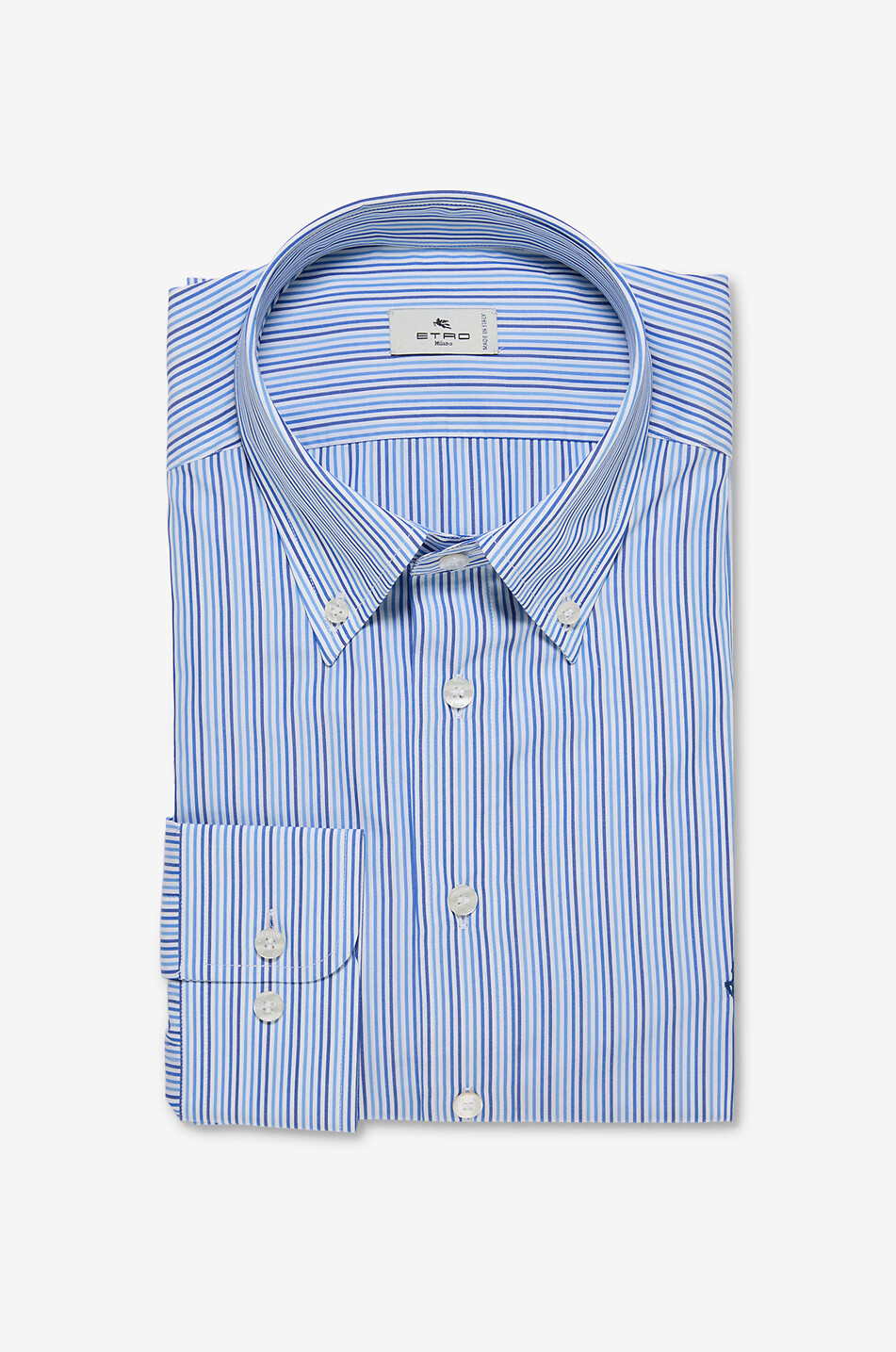 Chemise à col américain rayée en coton Roma