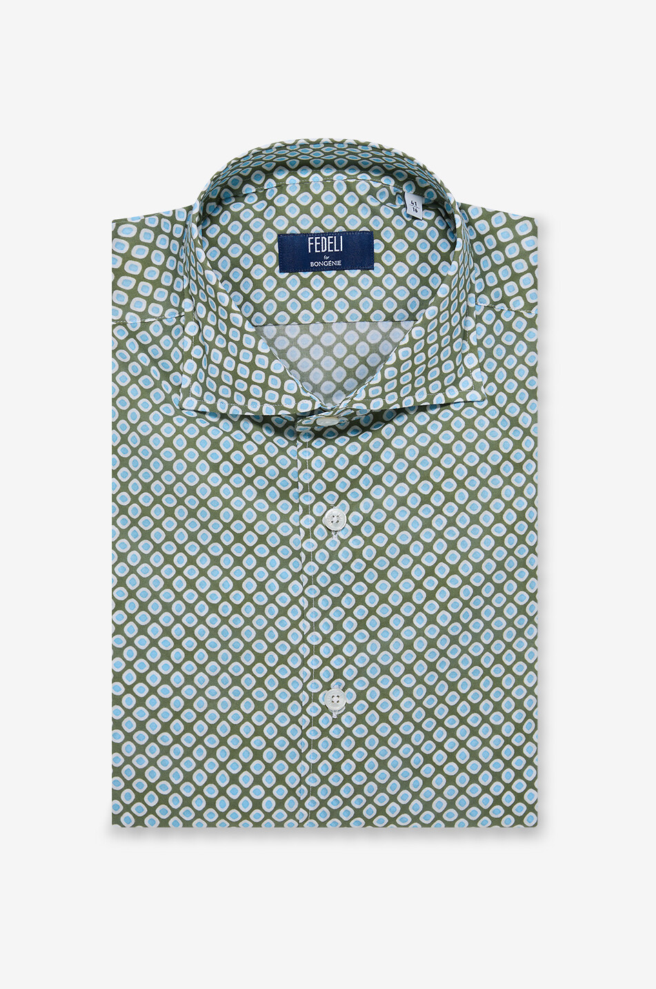 FEDELI Bedrucktes Hemd mit italienischem Kragen aus Baumwolle Sean Herren DUNKELGRÜN 1