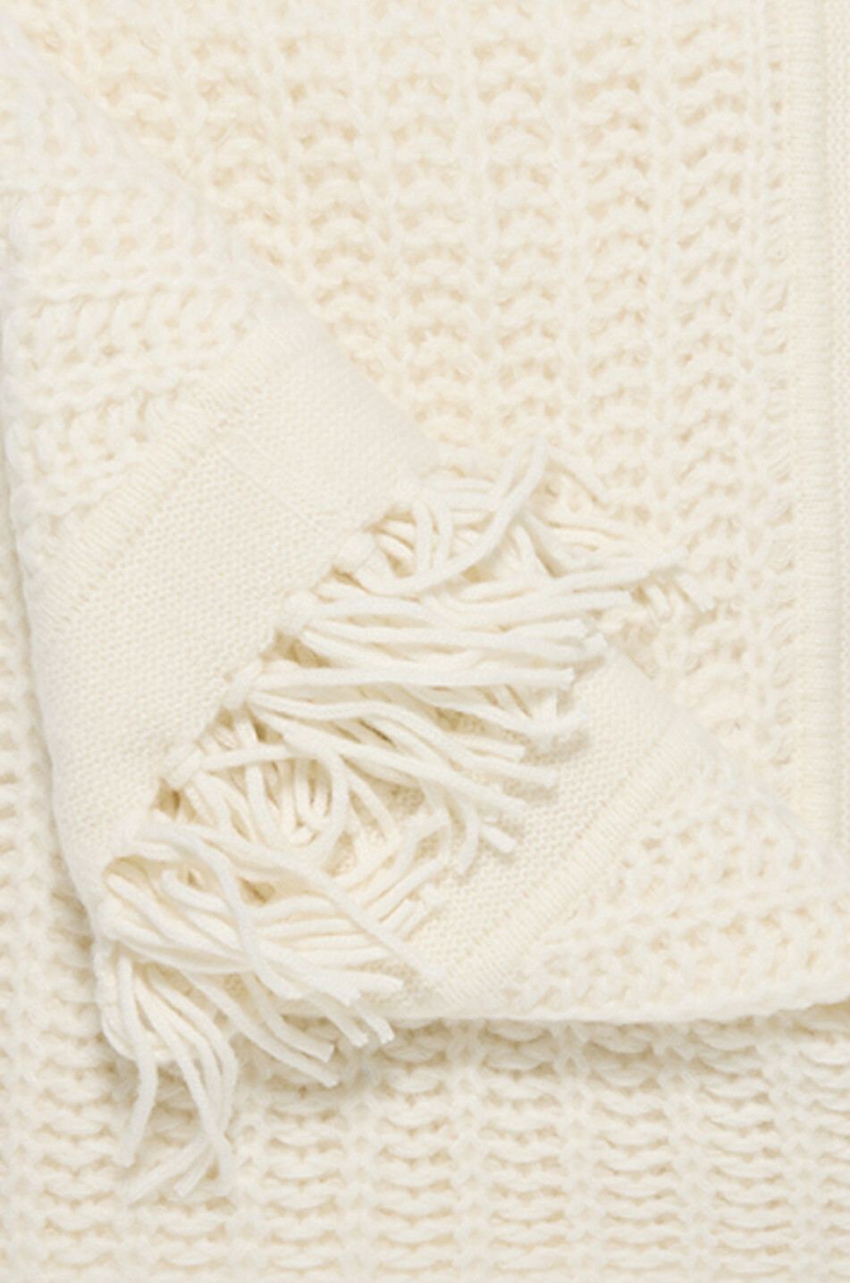 HEMISPHERE Dicker dreieckiger Strickschal aus Kaschmirmix mit Fransen Damen WEISS 2