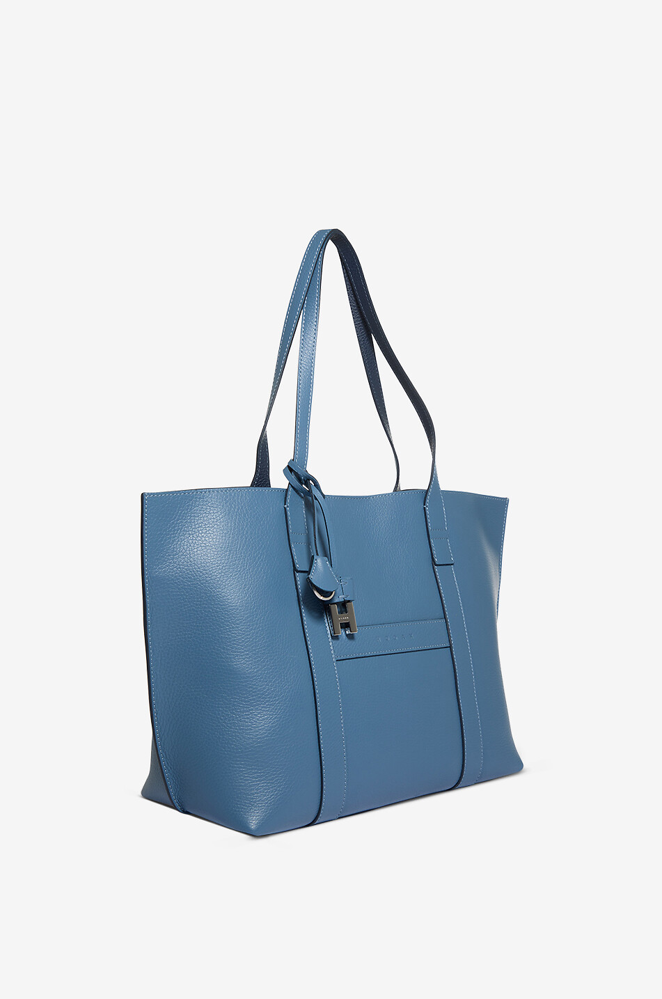 HOGAN Sac cabas rectangulaire en cuir grainé Hogan Script Medium Femme BLEU 2