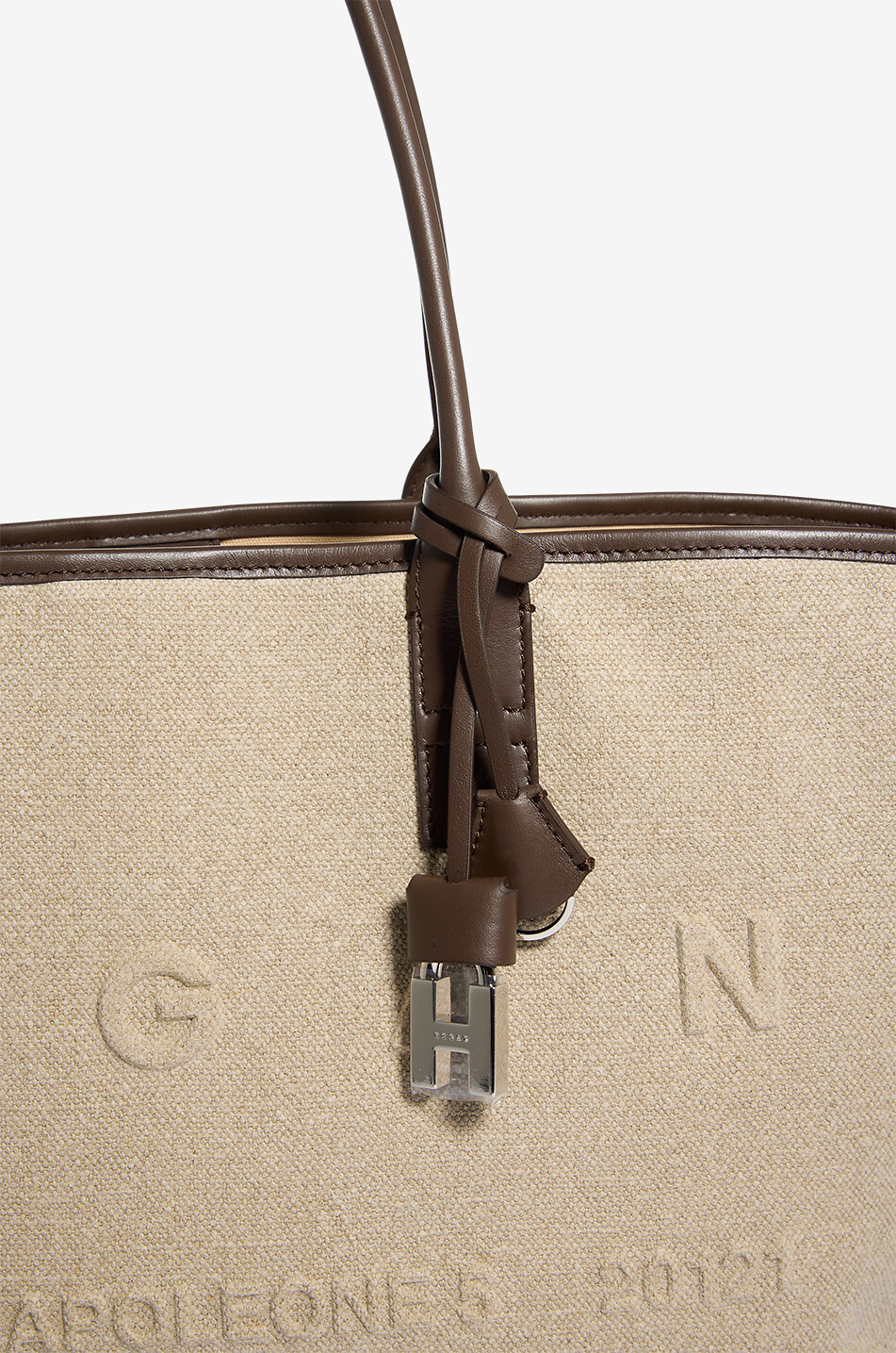 HOGAN Hogan Address Medium rectangular linen tote bag Women BEIGE 5