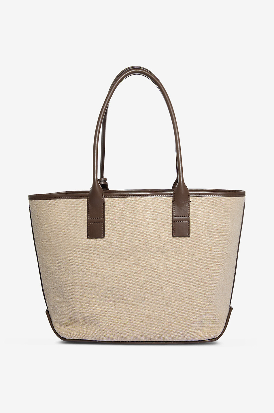 HOGAN Hogan Address Small trapeze linen and leather tote bag Women BEIGE 3