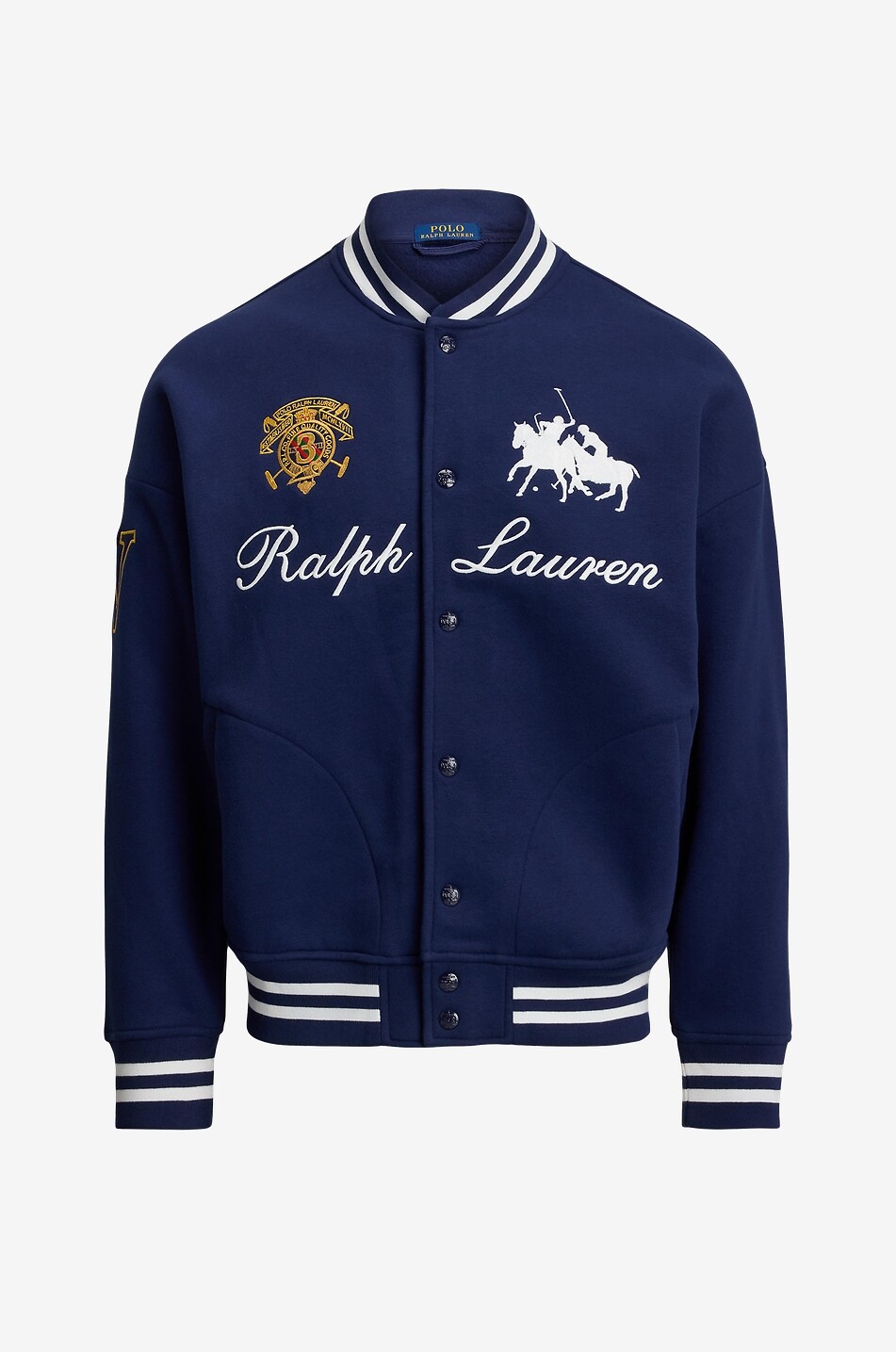 POLO RALPH LAUREN Double Pony heavy fleece baseball jacket Men DARK BLUE 1