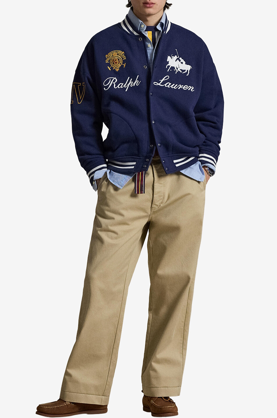 POLO RALPH LAUREN Double Pony heavy fleece baseball jacket Men DARK BLUE 2