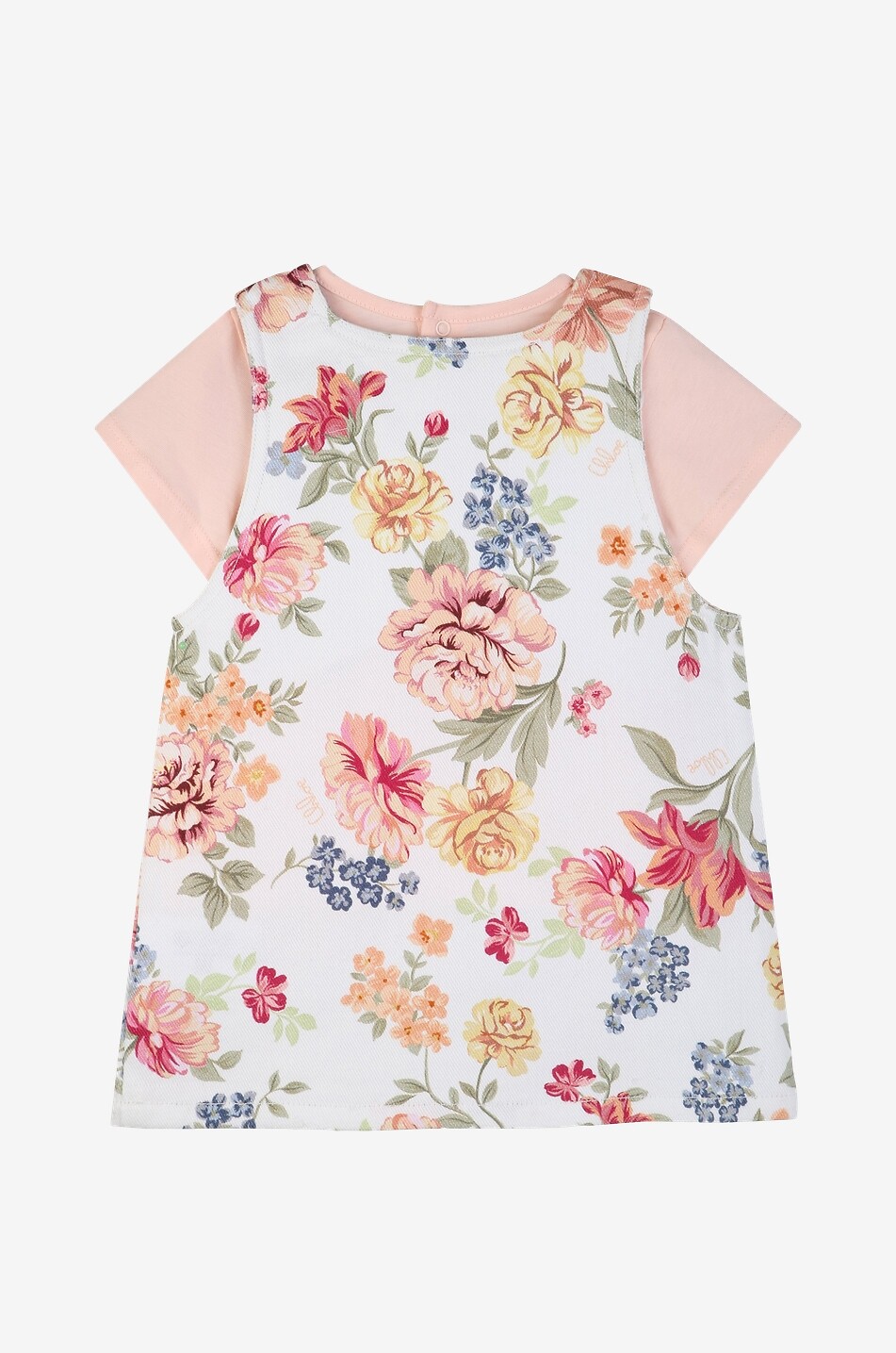 CHLOE Ensemble bébé robe salopette fleurie et T-shirt Bébé ROSE CLAIR 2
