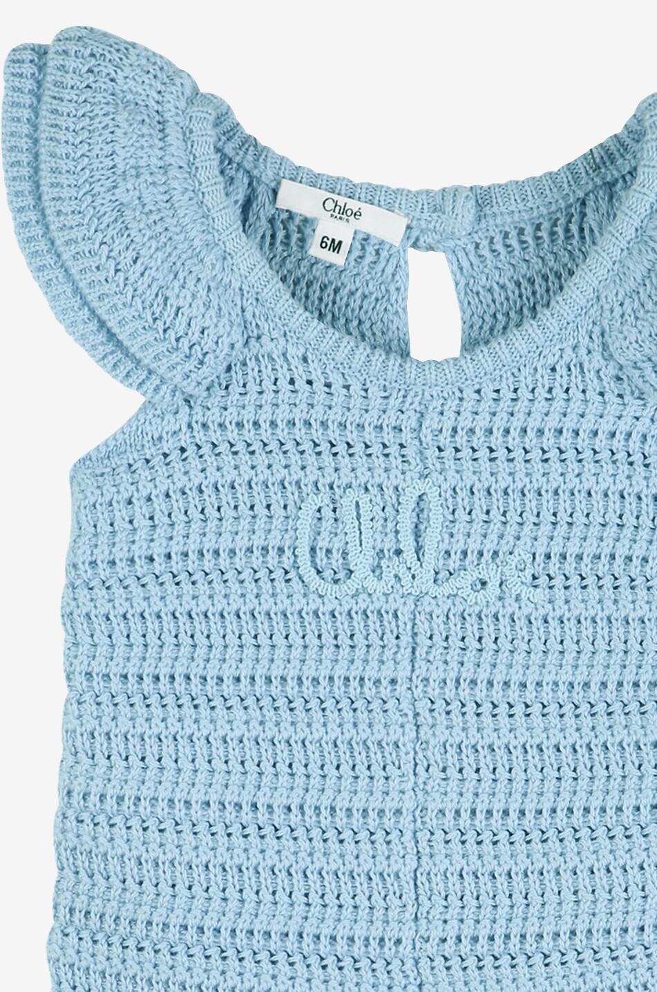 CHLOE Chloé Signature baby cotton crochet playsuit Baby BLUE 3