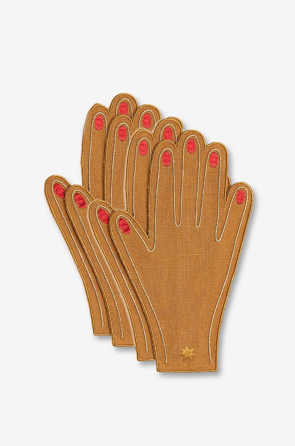 MAISON BALZAC 4er-Set Cocktail-Servietten aus Leinen Hand Caramel & Red Haus KAMELFARBEN 1