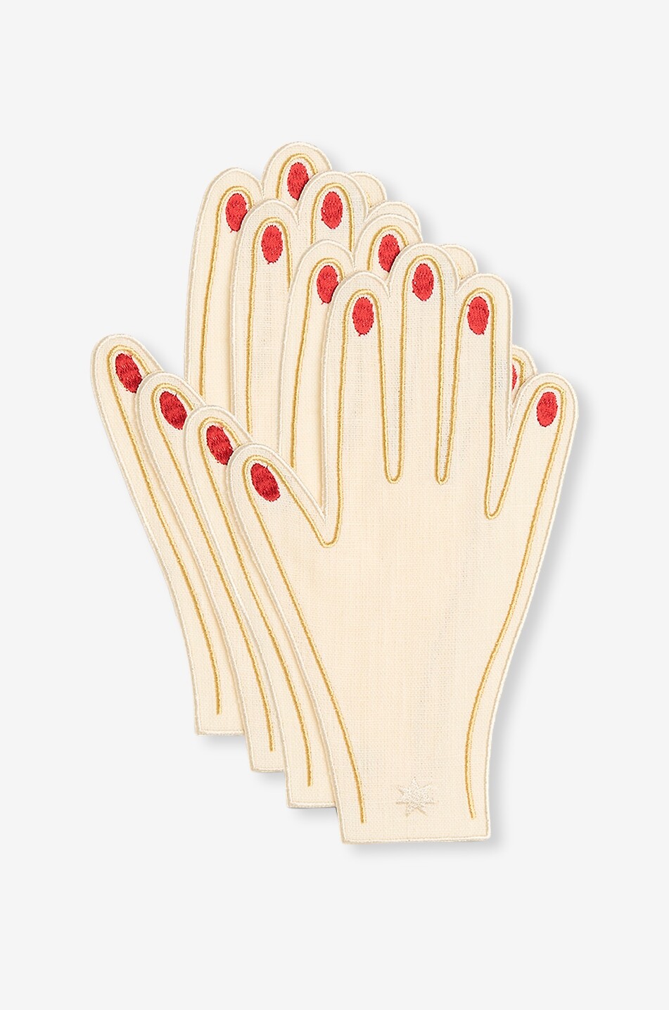 MAISON BALZAC 4er-Set Cocktail-Servietten aus Leinen Hand Ivory & Red Haus WEISS 1