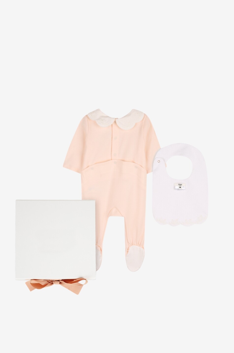 CHLOE Coffret bébé pyjama et bavoir à broderies Bébé ROSE CLAIR 2