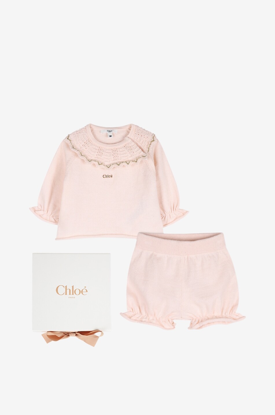 Cotton and cashmere baby jumper and shorts set