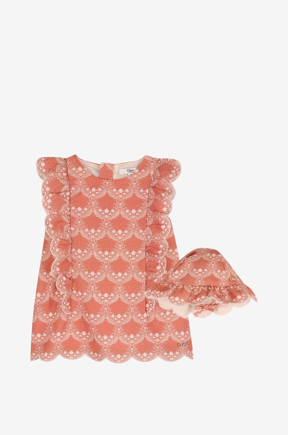 CHLOE Floral baby cotton dress and bucket hat set Baby ORANGE 1