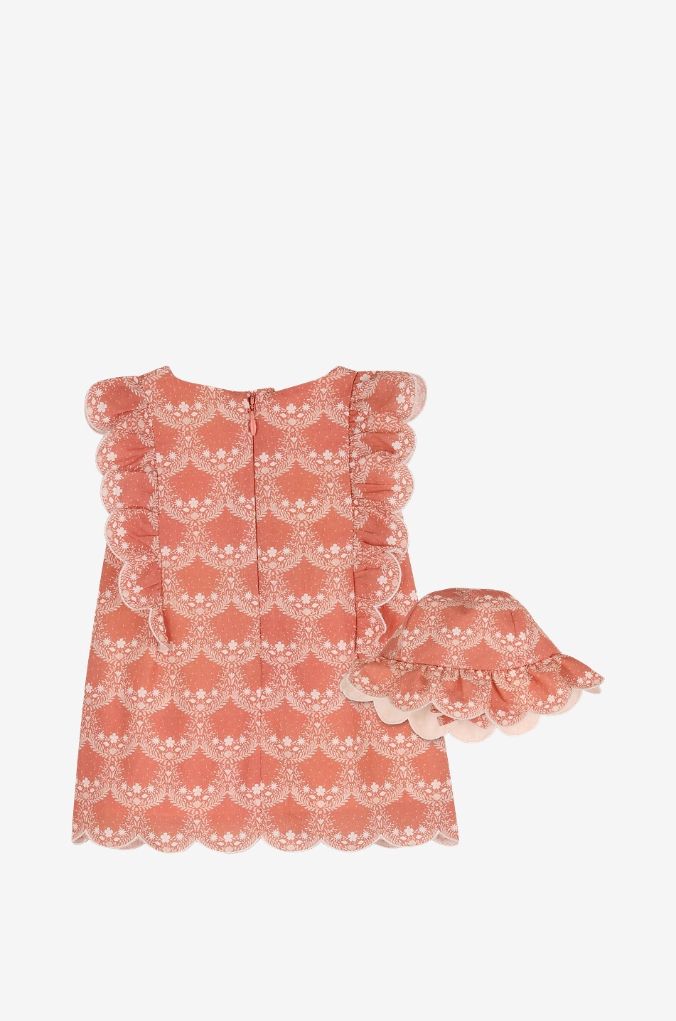 CHLOE Floral baby cotton dress and bucket hat set Baby ORANGE 2