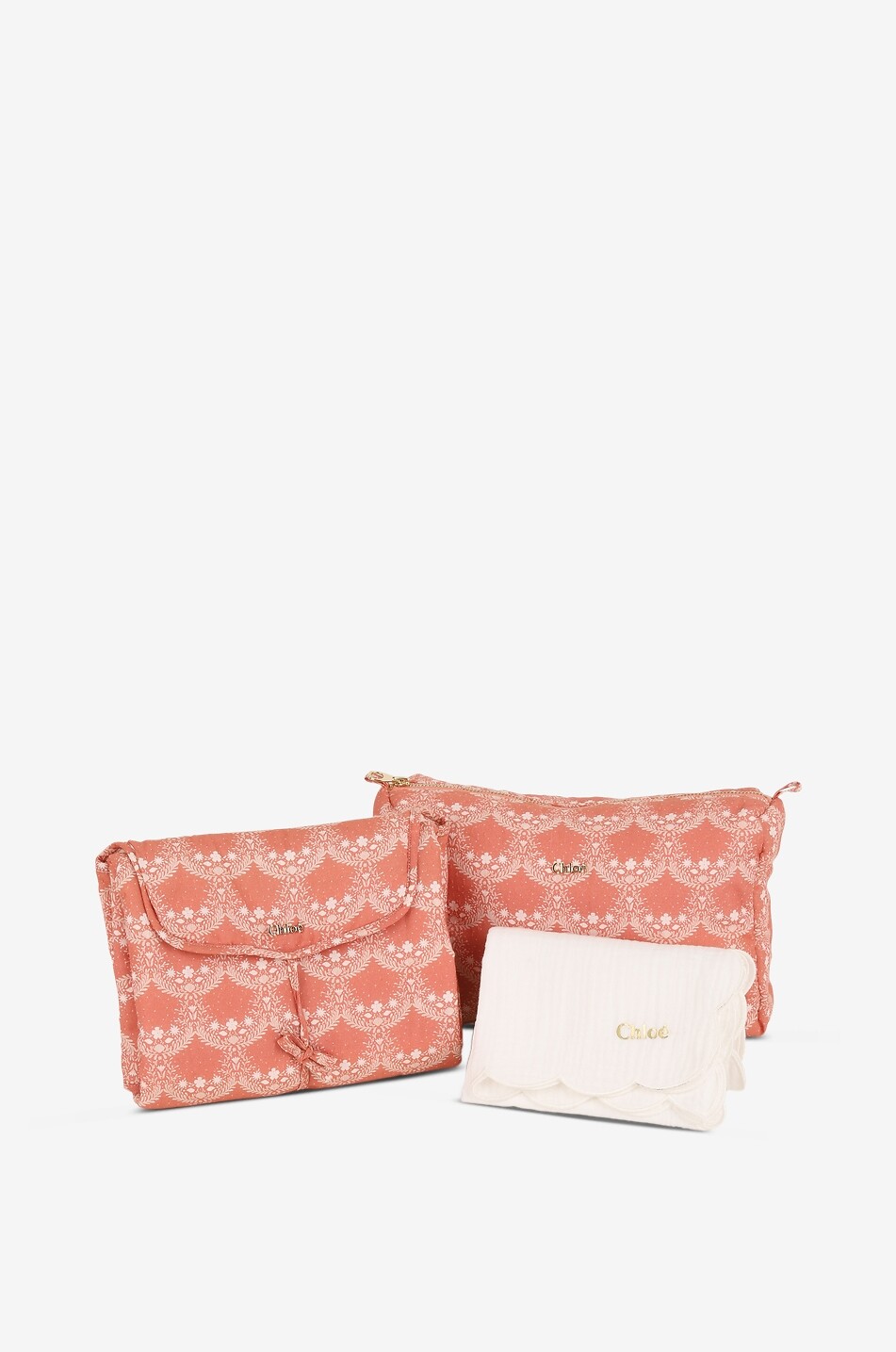 CHLOE Floral cotton 3-piece baby birth gift set Baby ORANGE 2