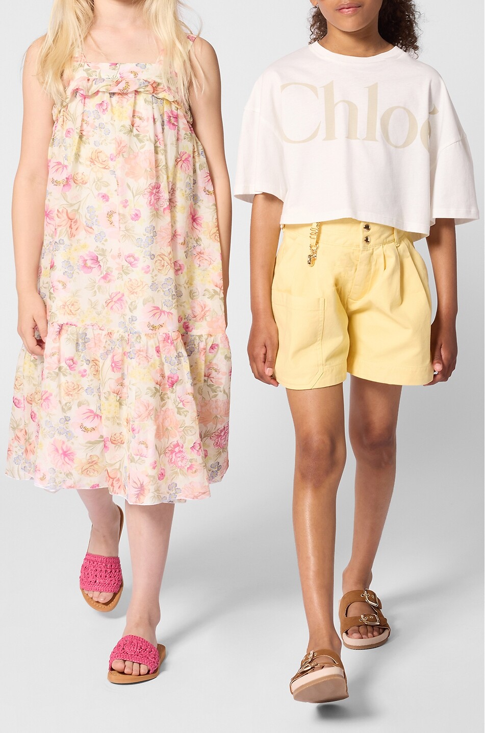 CHLOE Girl's floral cotton strappy dress Girl LIGHT PINK 3