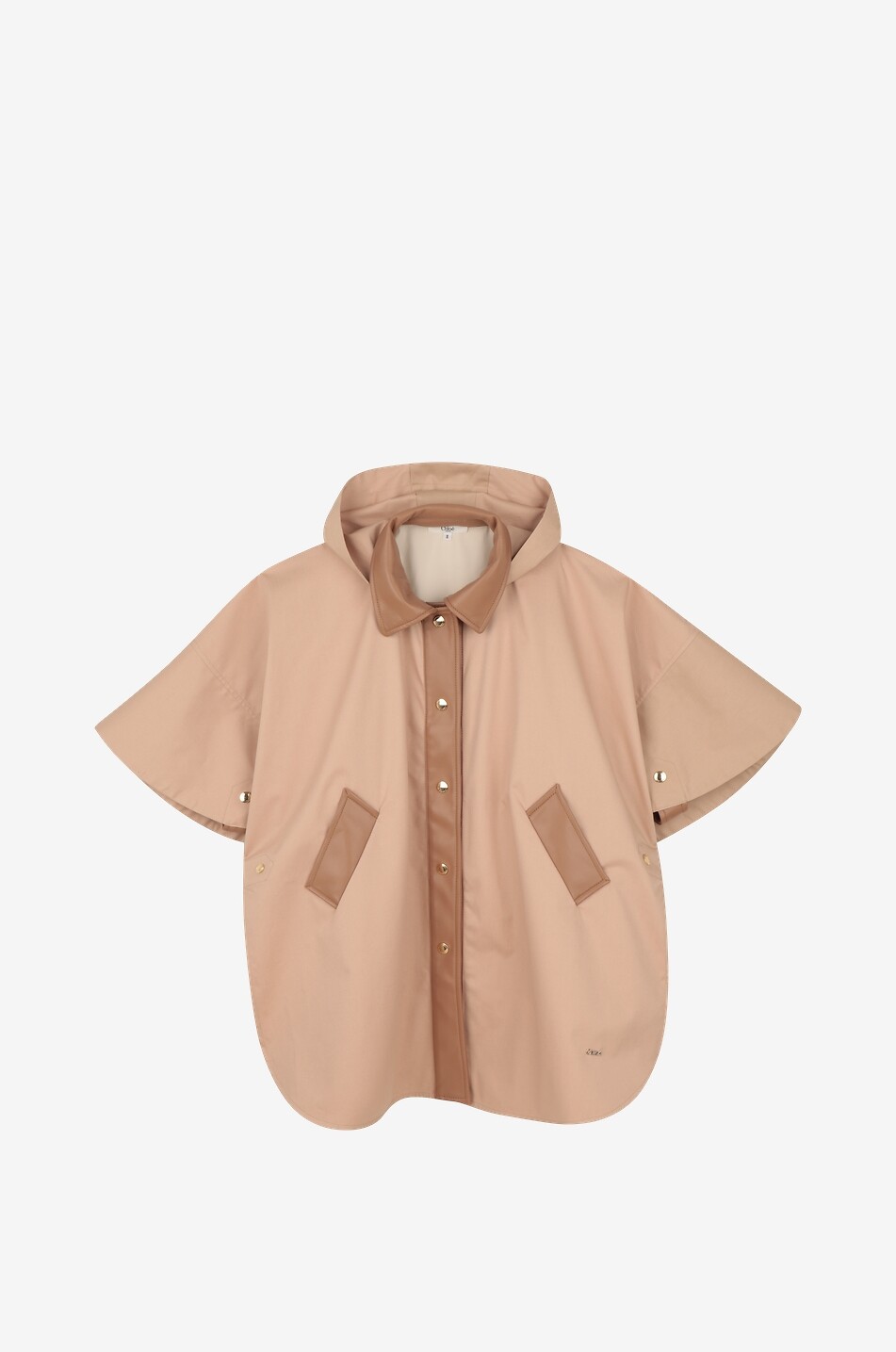 CHLOE Cape en toile de coton et cuir synthétique à capuche fille Fille BEIGE 1
