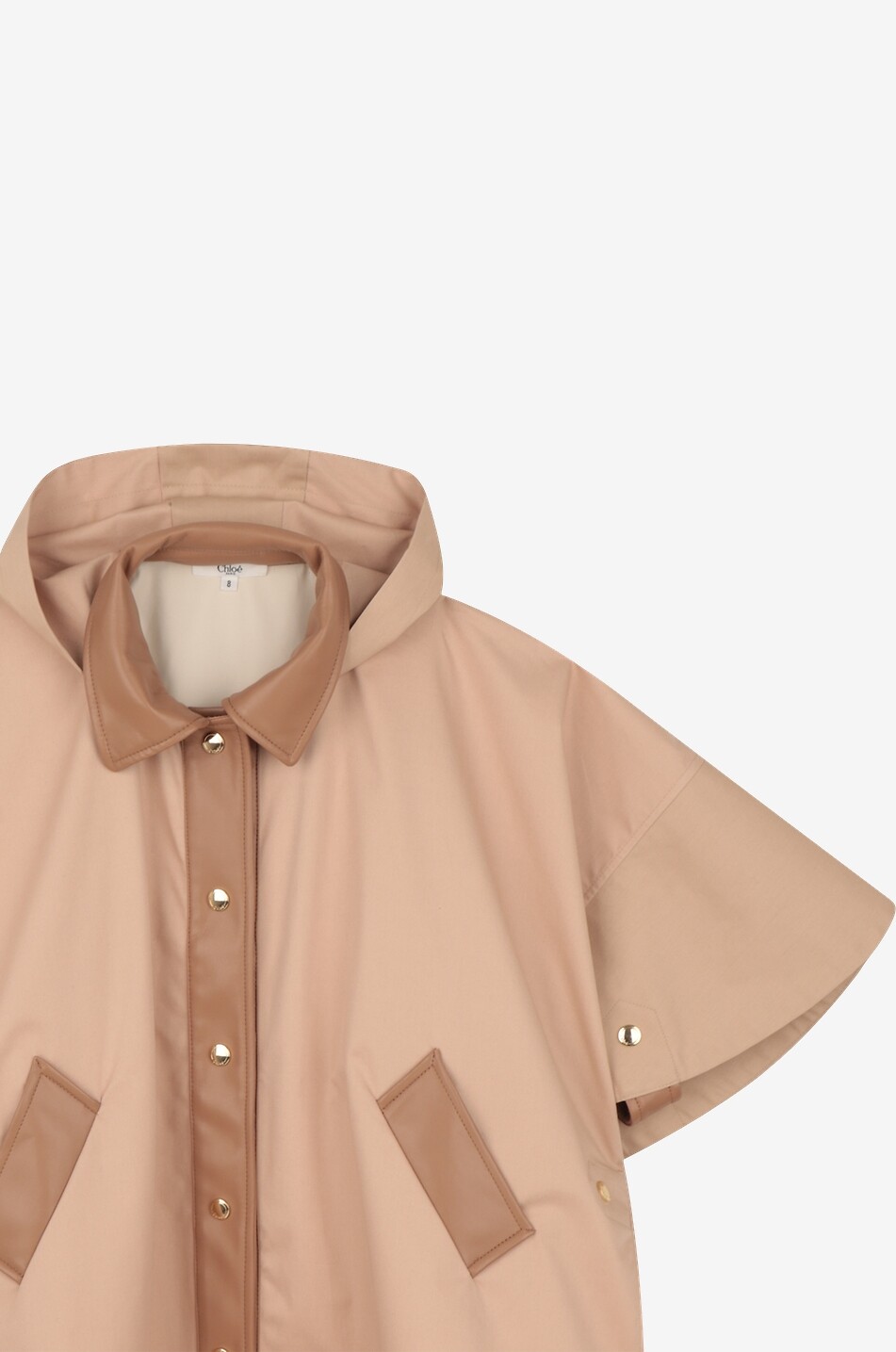 CHLOE Cape en toile de coton et cuir synthétique à capuche fille Fille BEIGE 4