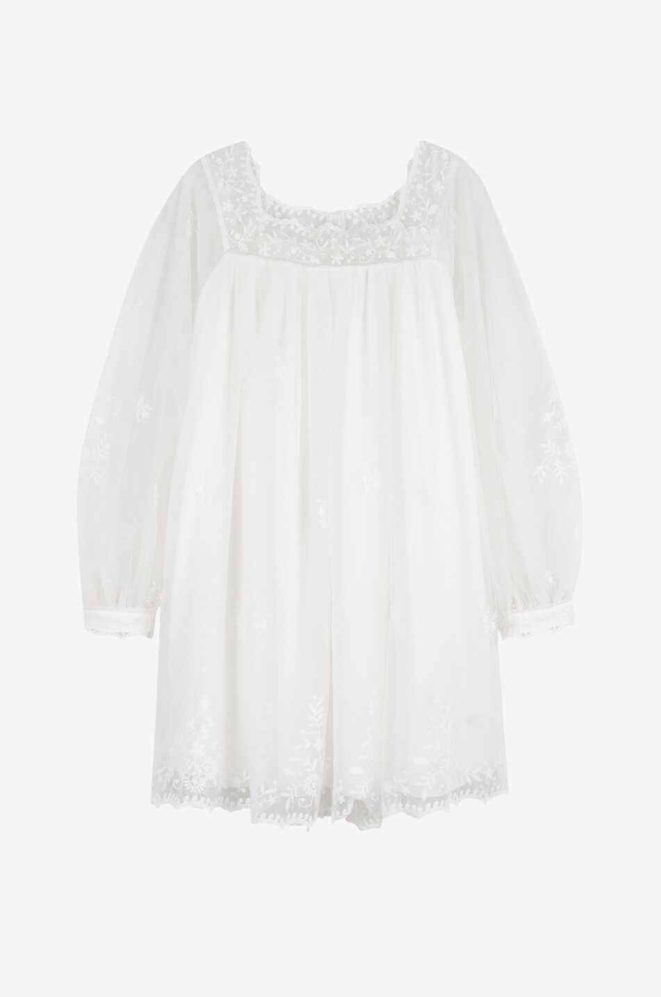CHLOE Robe trapèze cérémonie fille en tulle brodé fleurs Fille BLANC CASSE 1