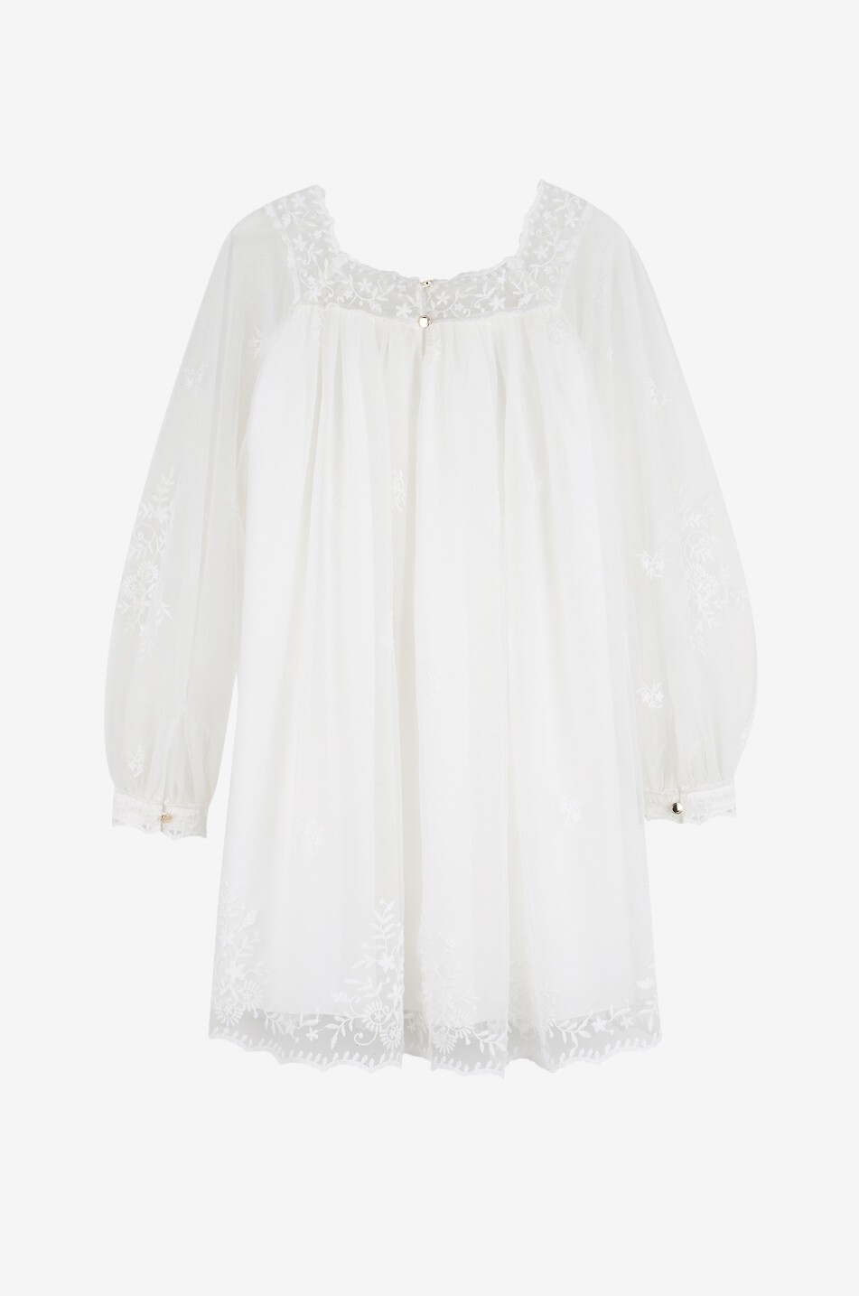 CHLOE Robe trapèze cérémonie fille en tulle brodé fleurs Fille BLANC CASSE 2
