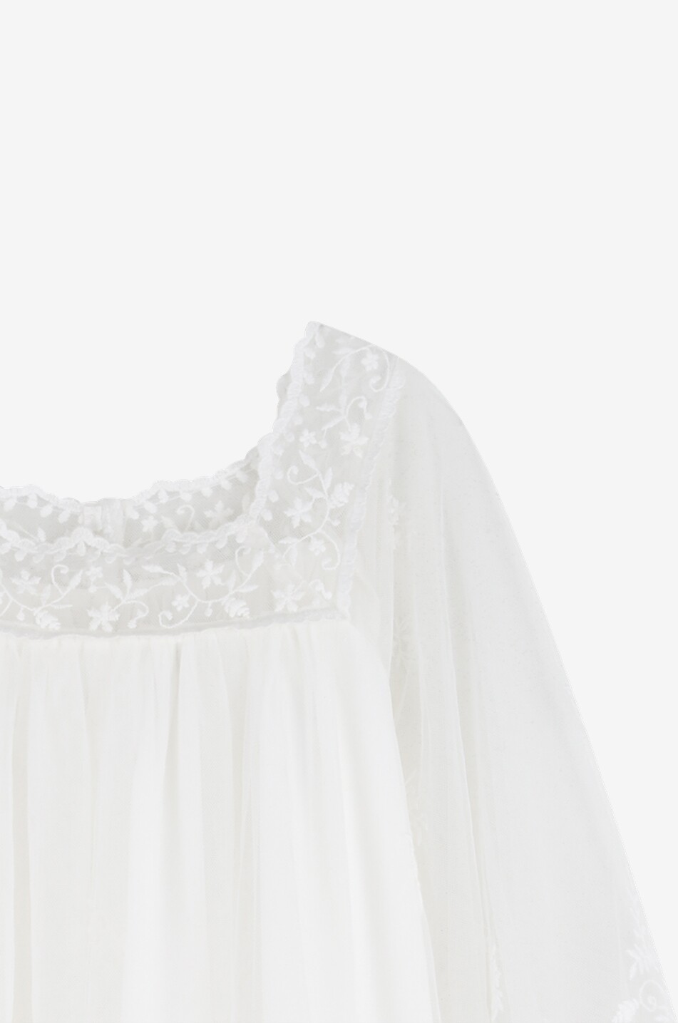 CHLOE Robe trapèze cérémonie fille en tulle brodé fleurs Fille BLANC CASSE 5