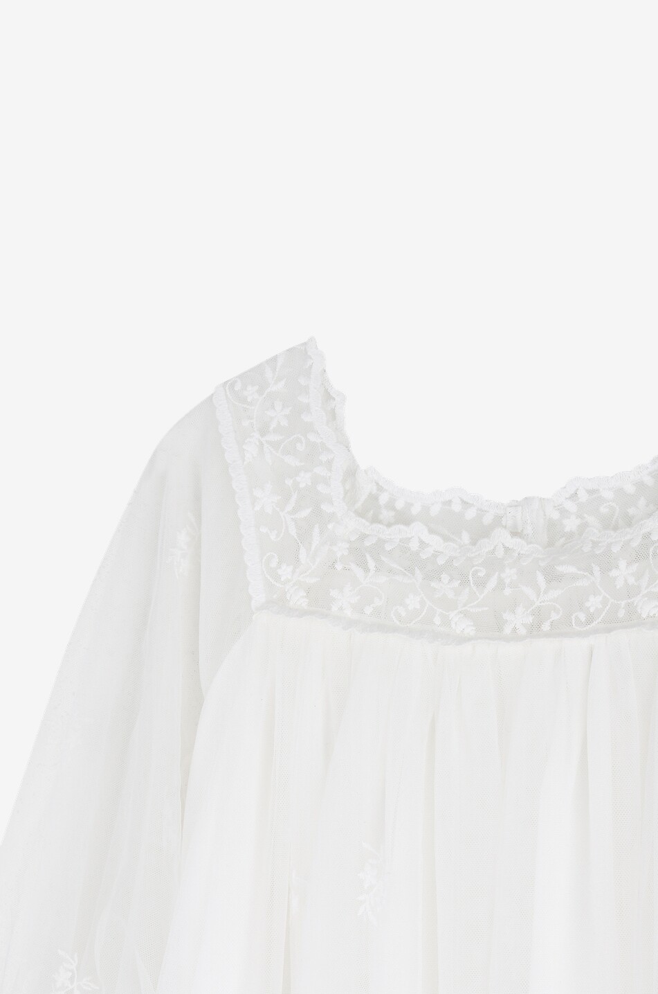 CHLOE Robe trapèze cérémonie fille en tulle brodé fleurs Fille BLANC CASSE 6
