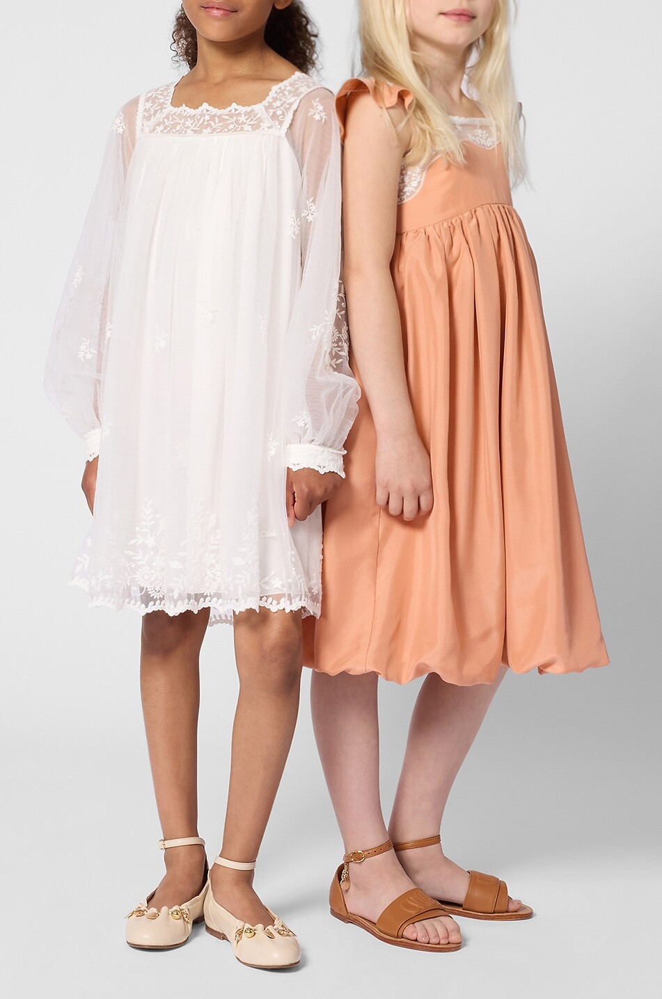 CHLOE Robe trapèze cérémonie fille en tulle brodé fleurs Fille BLANC CASSE 3