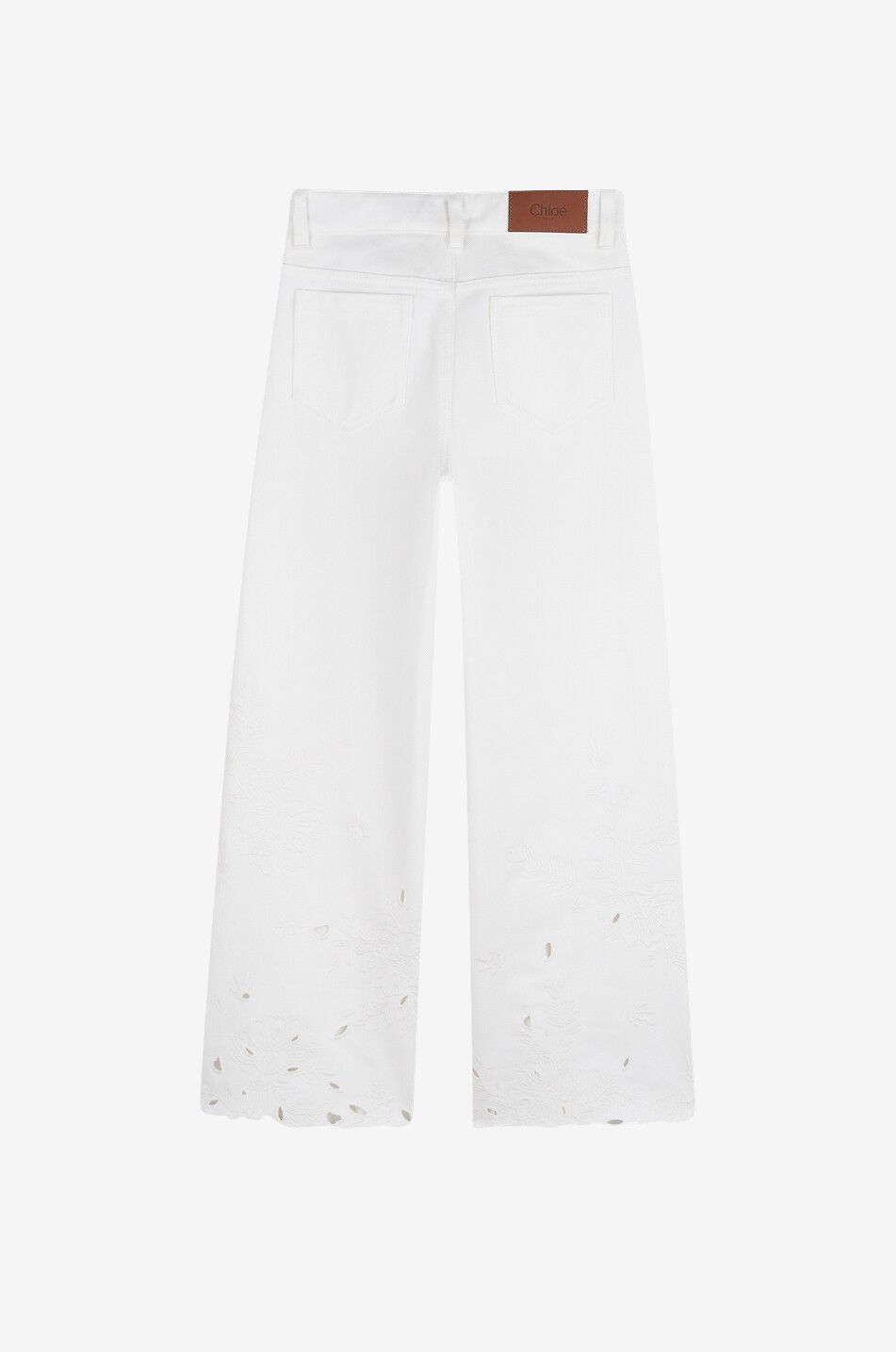 CHLOE Girls' cotton jeans with openwork embroidery Girl EGGSHELL 2
