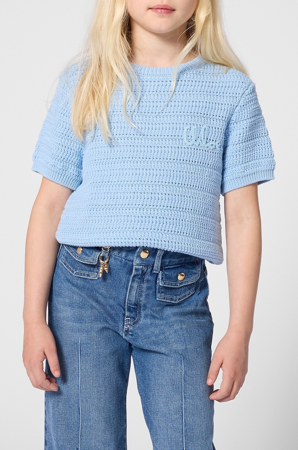 CHLOE Chloé Signature girl's crochet T-shirt Girl BLUE 3