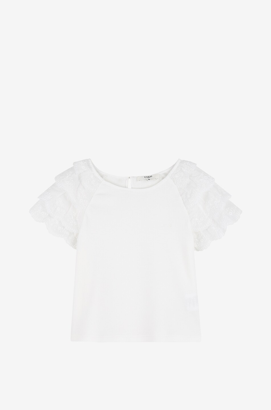 CHLOE Girls' T-shirt with ruffled embroidered tulle sleeves Girl EGGSHELL 1