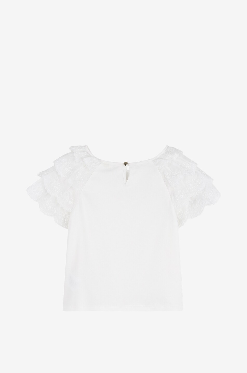 CHLOE Girls' T-shirt with ruffled embroidered tulle sleeves Girl EGGSHELL 2