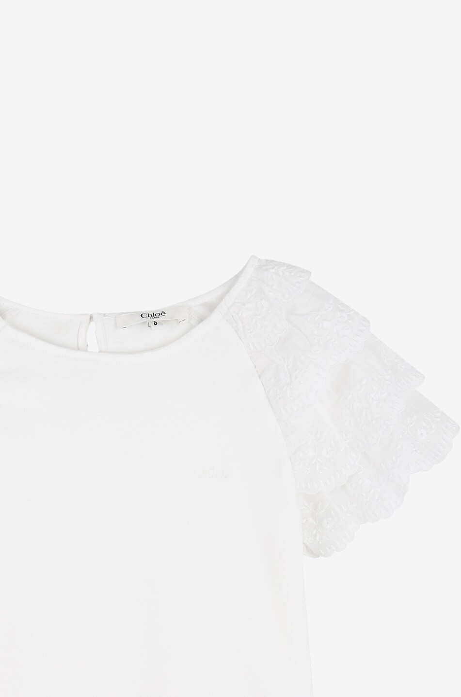 CHLOE Girls' T-shirt with ruffled embroidered tulle sleeves Girl EGGSHELL 4