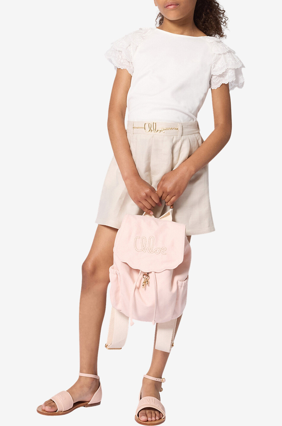 CHLOE Girls' T-shirt with ruffled embroidered tulle sleeves Girl EGGSHELL 3