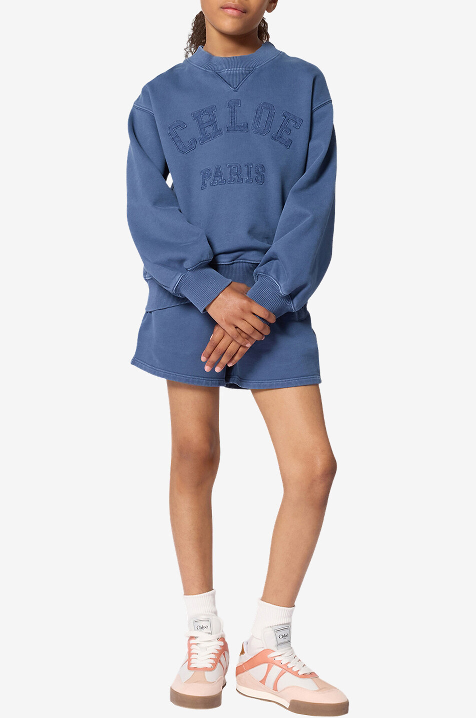 CHLOE Sweat-shirt à col rond fille brodé Varsity Chloé Fille BLEU FONCE 3