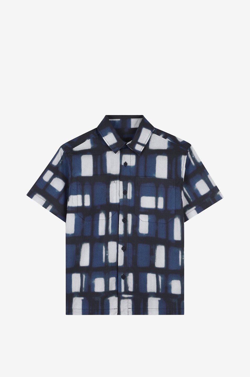 GIVENCHY Jungen-Kurzarm-Hemd mit Print Afternoon Light Check Junge DUNKELBLAU 1