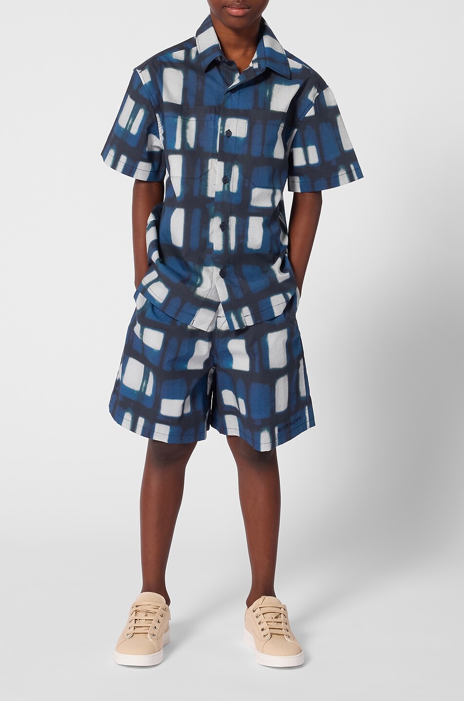 GIVENCHY Jungen-Kurzarm-Hemd mit Print Afternoon Light Check Junge DUNKELBLAU 3