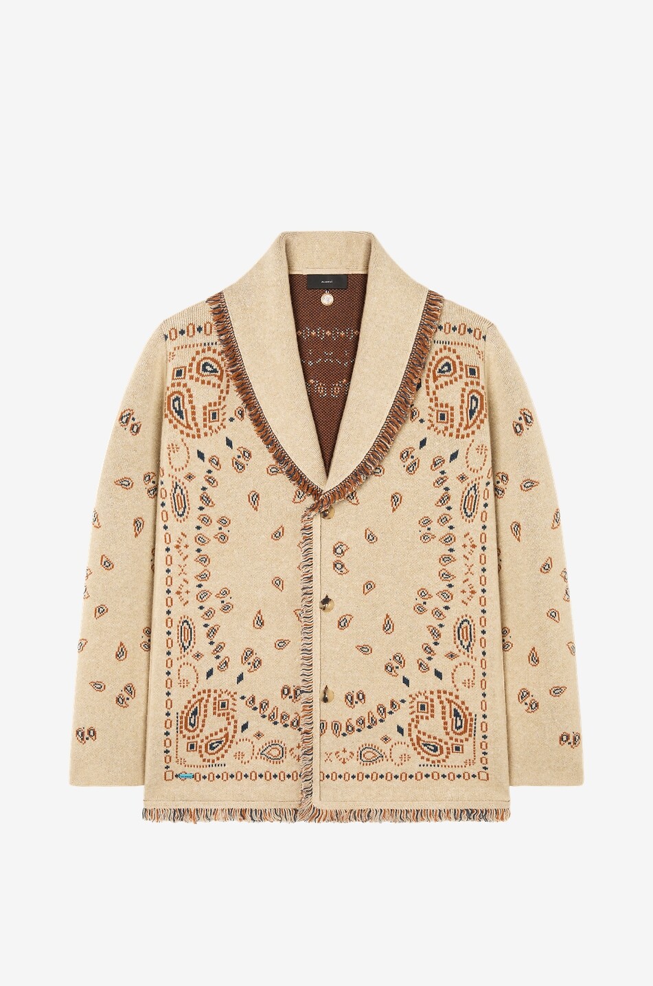 Bandana jacquard cashmere and linen cardigan