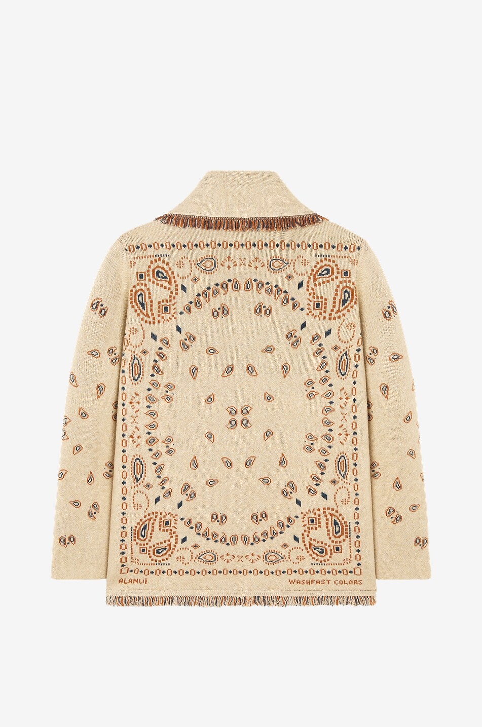 ALANUI Bandana jacquard cashmere and linen cardigan Men BEIGE 2