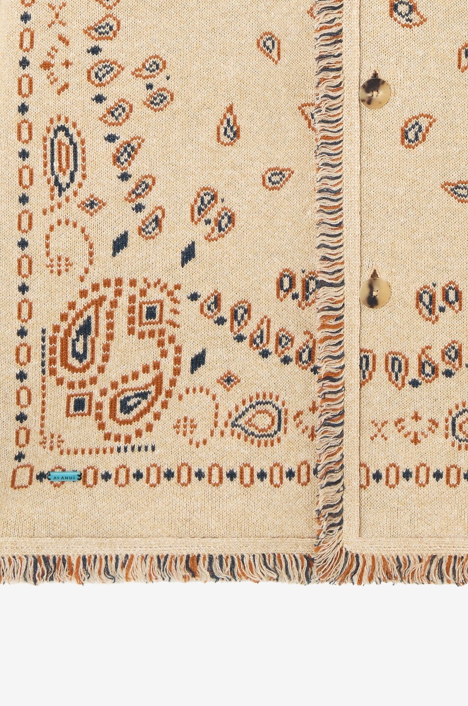 ALANUI Bandana jacquard cashmere and linen cardigan Men BEIGE 3