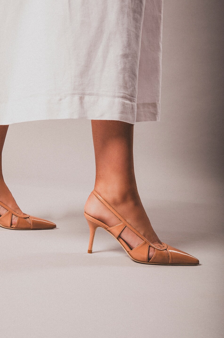 ARTEANA Savona 75 leather slingback pumps Women BEIGE 2