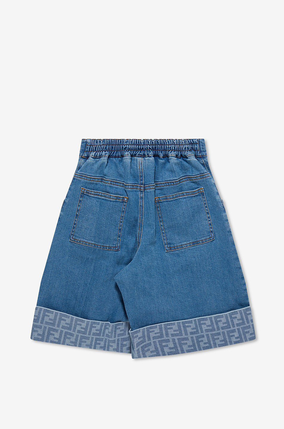 FENDI Bundfalten-Bermudashorts aus Denim für Mädchen FF Mädchen DUNKELBLAU 2