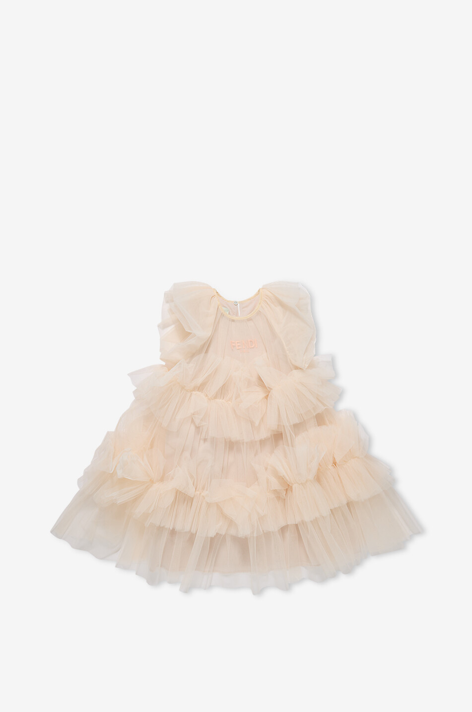Sleevless ruffled A-line girls' dress in tulle