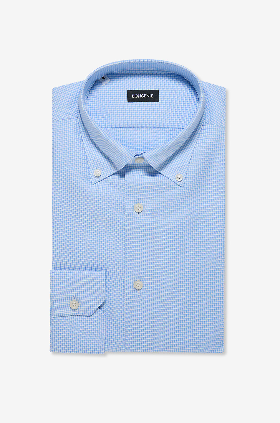 Houndstooth check cotton shirt with button-down collar